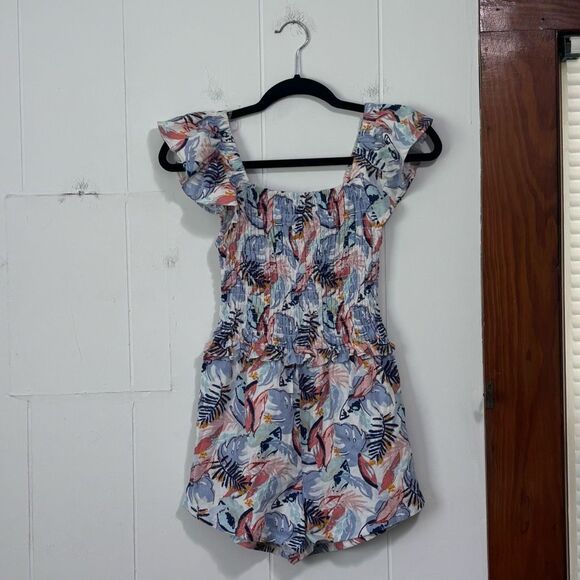 Vince Camuto Girls Floral Linen Romper 12 - Picture 1 of 5